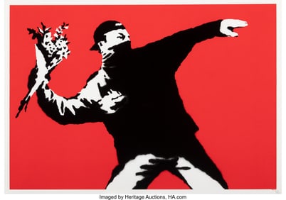 65109: Banksy (b. 1974) Love is in the Air, 2003 Screen