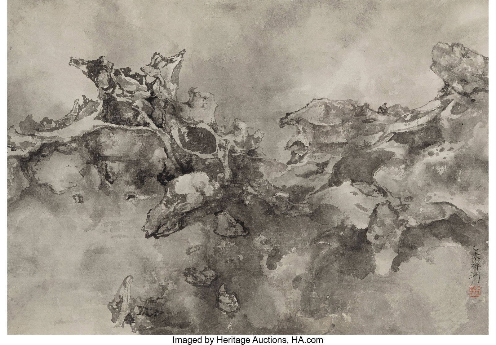 Tai Xiangzhou (b. 1968) Celestial Tales No. 24: Tai Xiangzhou (b. 1968) Celestial Tales No. 24: Splitting Rocks and Piercing Clouds, 2015 Ink on paper laid on paper 11 x 15-3/4 inches (27.9 x 40&p