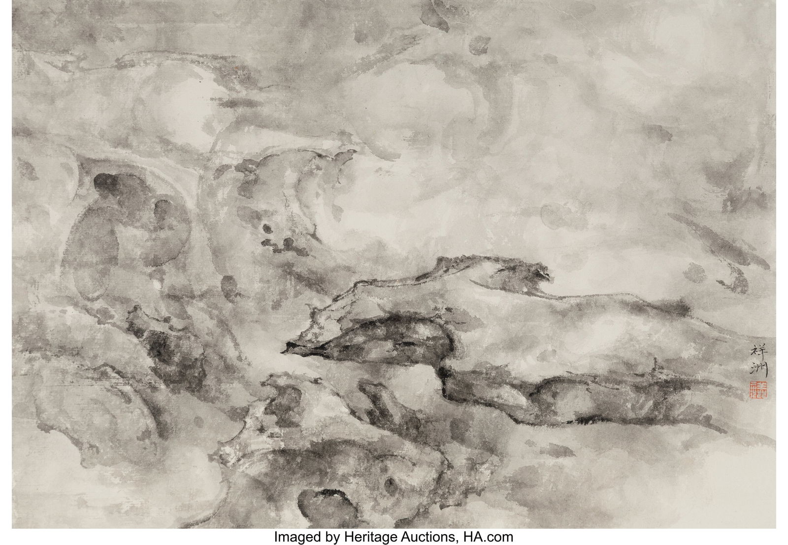 Tai Xiangzhou (b. 1968) Celestial Tales No. 31: Tai Xiangzhou (b. 1968) Celestial Tales No. 31: Celestial Rocks and Clouds, 2016 Ink on paper laid on paper 11 x 15-3/4 inches (27.9 x 40.0 c