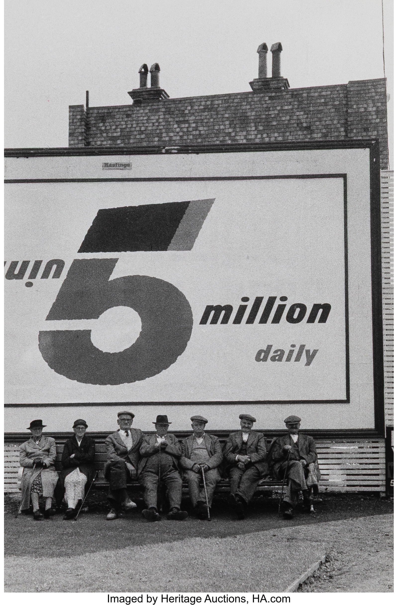 Bruce Davidson (American, b. 1933) "Win 5 Millio: Bruce Davidson (American, b. 1933) "Win 5 Million Daily", England and Scotland, 1960 Gelatin silver print, mounted on card and printed c. 1968 7-1/4