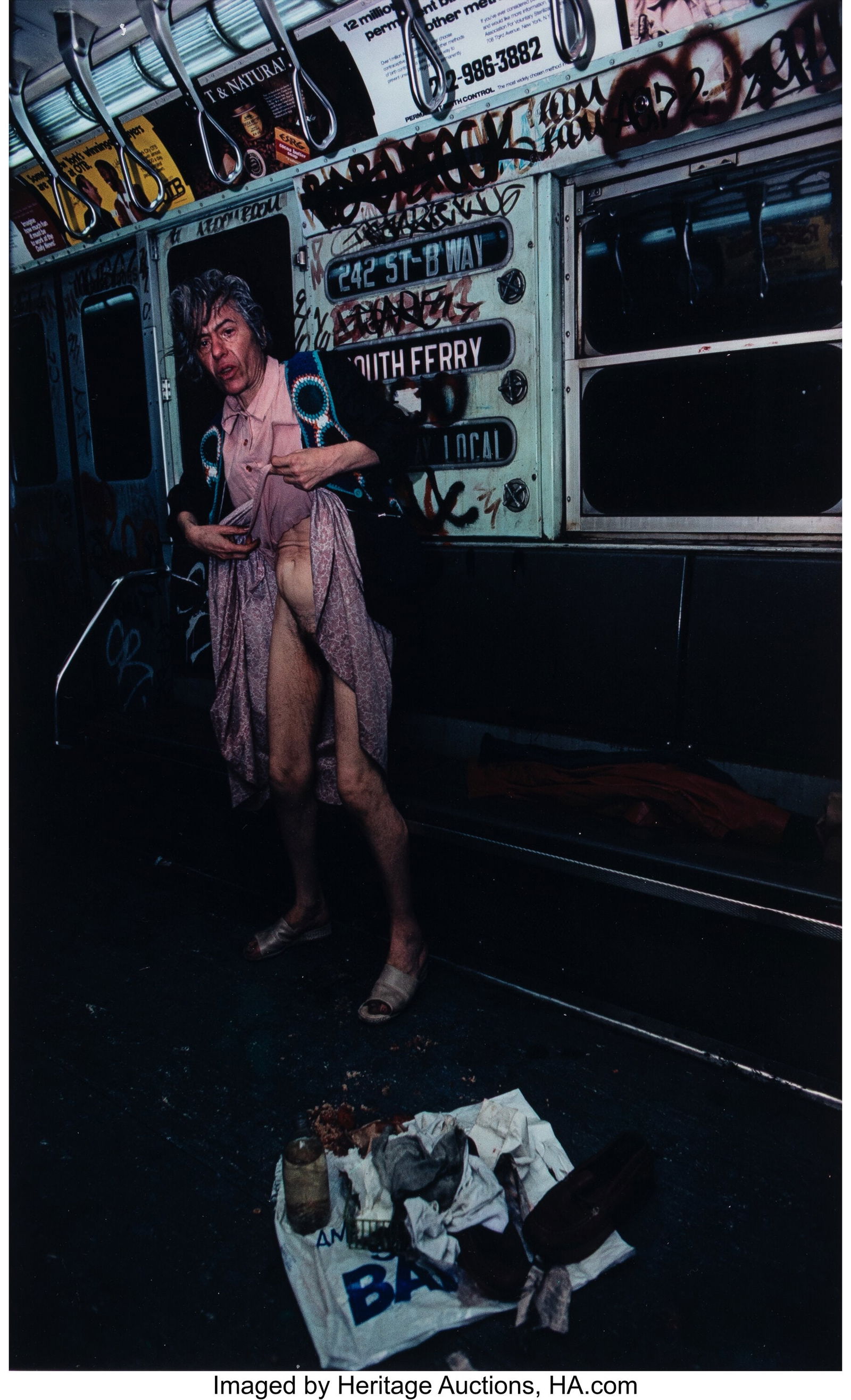 Bruce Davidson (American, b. 1933) Homeless Tran: Bruce Davidson (American, b. 1933) Homeless Transvestite, Subway, 1980 Dye-transfer print 22-1/4 x 14-3/4 inches (56.5 x 37.5 cm) &lp