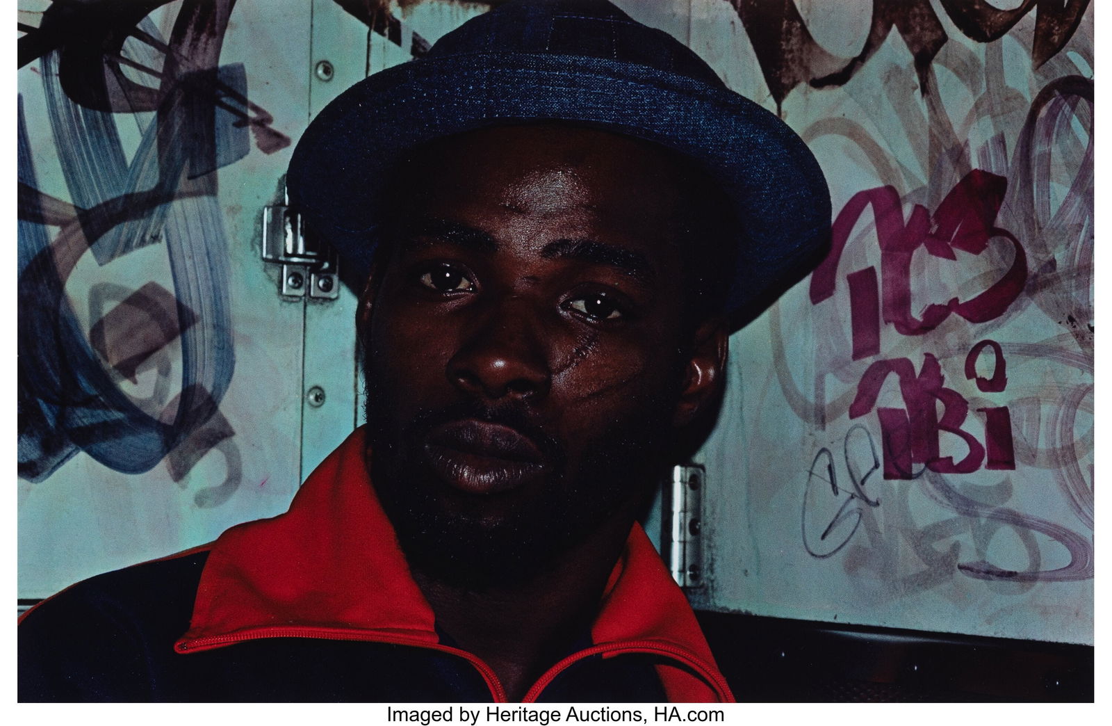 Bruce Davidson (American, b. 1933) Youth with Sc: Bruce Davidson (American, b. 1933) Youth with Scarred Face, Subway, 1980 Dye-transfer print 14-5/8 x 22-3/8 inches (37.2 x 56.8 cm) &
