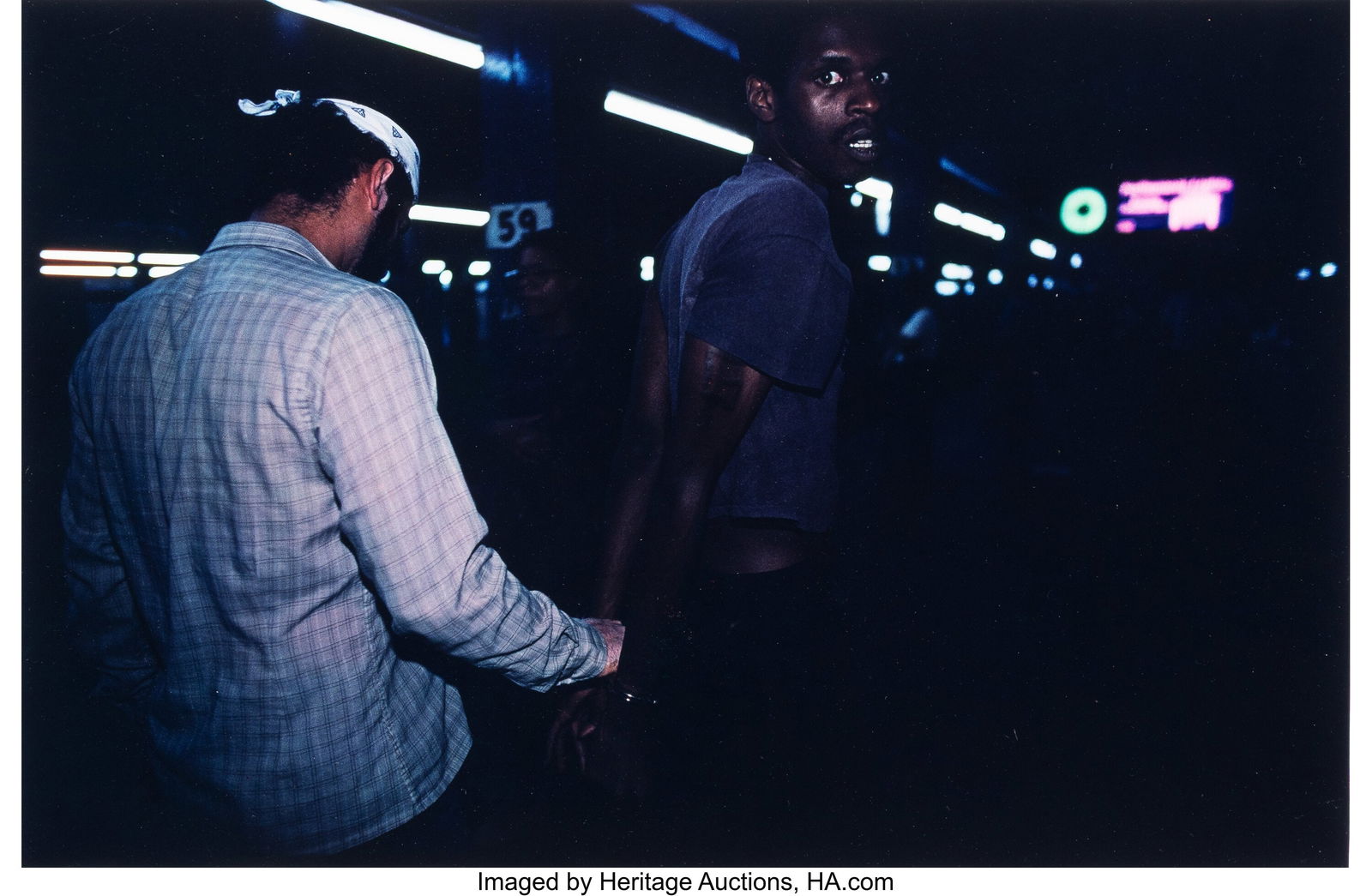 Bruce Davidson (American, b. 1933) Two Youths, 5: Bruce Davidson (American, b. 1933) Two Youths, 59th Street Station, Subway, 1980 Dye-transfer print 14-1/4 x 22-3/4 inches (36.2 x 57&perio