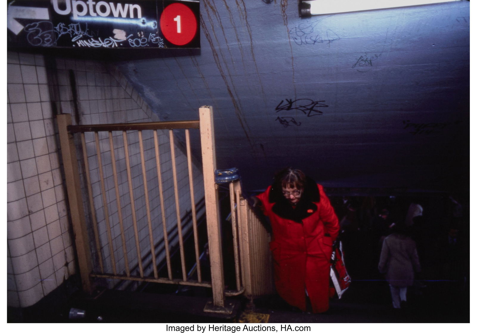 Bruce Davidson (American, b. 1933) Woman Climbin: Bruce Davidson (American, b. 1933) Woman Climbing Stairs, Subway, 1980 Dye-coupler print 6-3/8 x 9-1/2 inches (16.1 x 24.1 cm) (