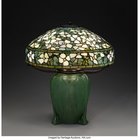 79007: Tiffany Studios Dogwood Shade Leaded glass, pat