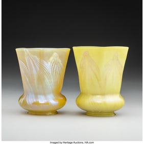 79013: Tiffany Studios Pair of Early Lamp Shades, circa