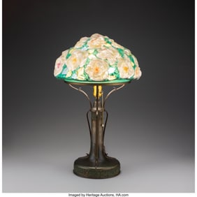 79036: Pairpoint Mfg. Co. Rose Puffy Table Lamp, circa