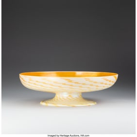 79042: Quezal Footed Bowl, circa 1905 Decorated iridesc