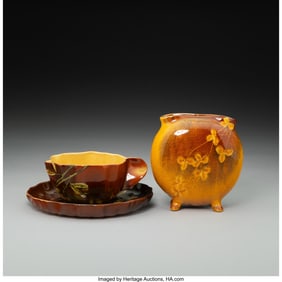 79048: Rookwood Pottery Vase, Cup, and Saucer, 1885-18