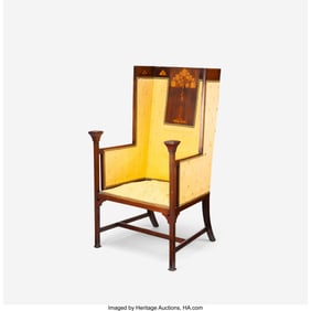 79049: Arts & Crafts Inlaid Armchair, circa 1900 Mahoga