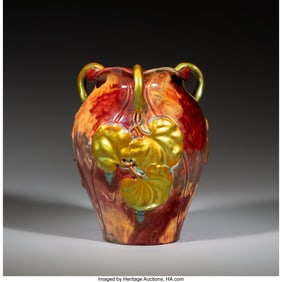 79051: Zsolnay Three-Handled Vase, circa 1900 Eosin gl