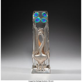 79057: Georg Adam Scheid Peacock Vase, circa 1910 Guill