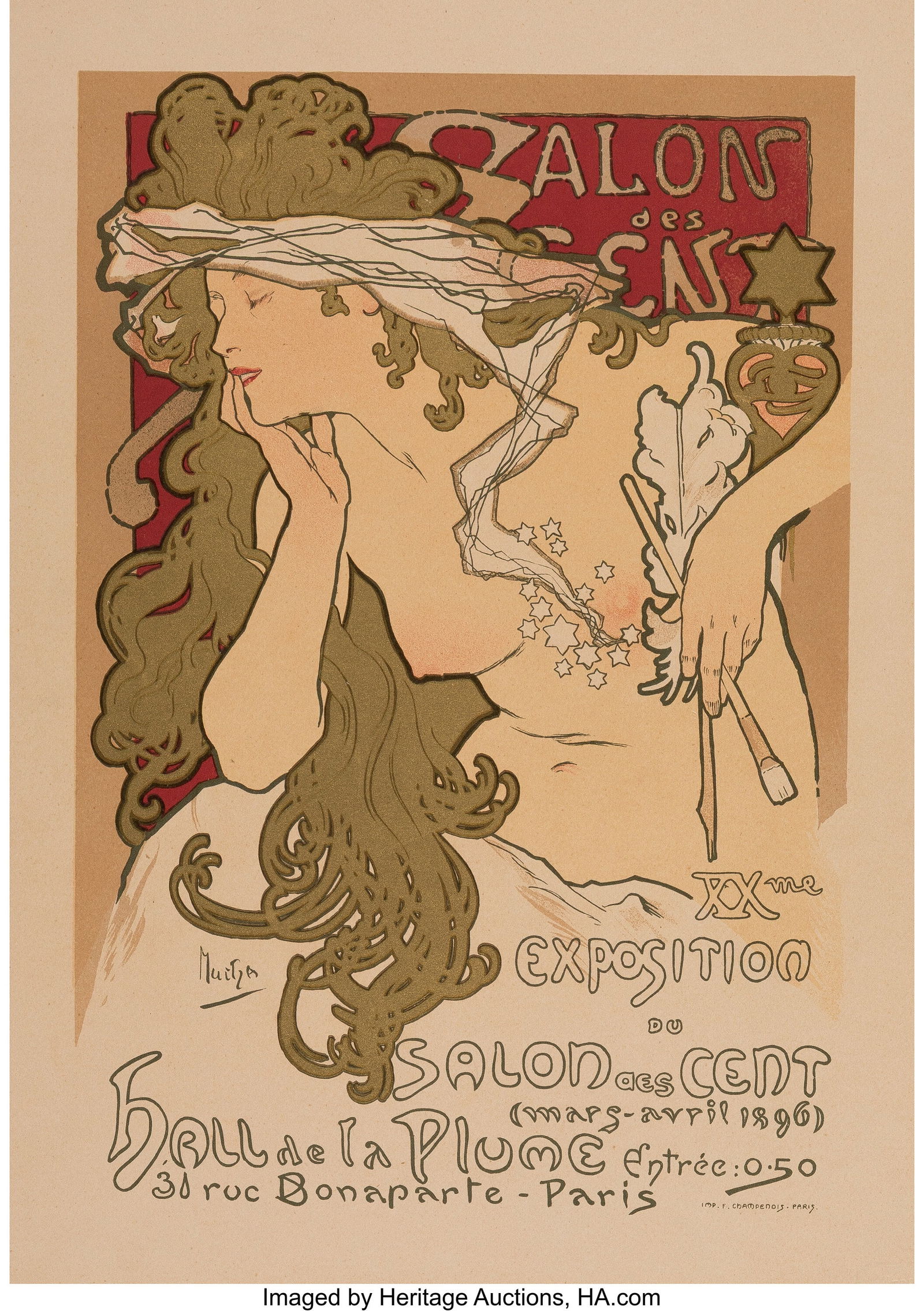 Alphonse Mucha Salon des Cent, from Les Maîtres: Alphonse Mucha Salon des Cent, from Les Maîtres de l'Affiche, 1897 Lithograph in colors on wove paper 15-5/8 x 11-3/8 inches (39.8 x 28.9 cm) (sh