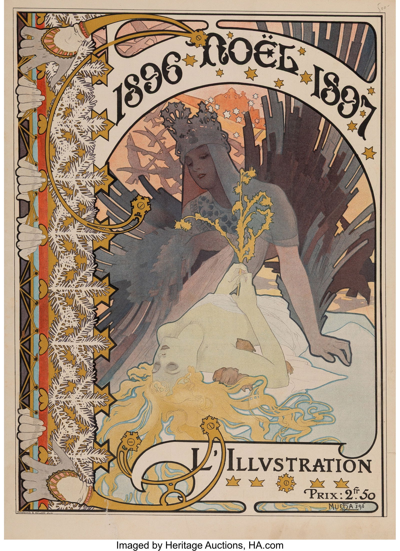 Alphonse Mucha L'Illustration (Noel) (complete p: Alphonse Mucha L'Illustration (Noel) (complete publication), 1896 Lithograph in colors on wove paper, with supplemental pages, bound 16 x 12 inches (40.6 x 30.5 cm) (closed publication) Printed by Ré