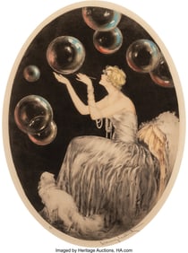 79067: Louis Icart Les Bulles, 1930 Etching in colors o