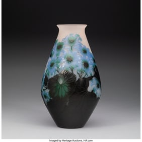79069: Gallé Painted Daisy Vase, circa 1910 Cameo glas