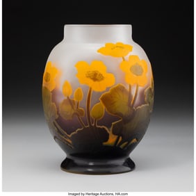 79072: Gallé Anemones Vase, circa 1900 Cameo glass 6-1