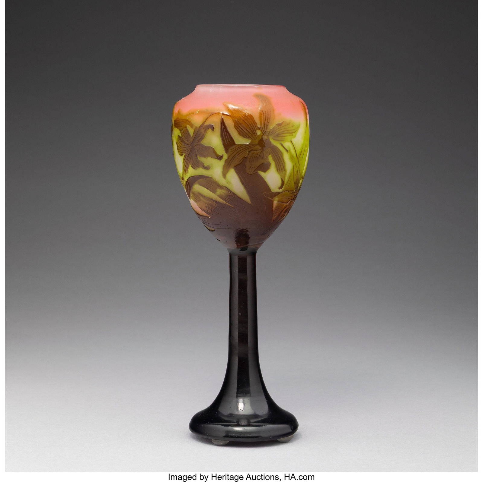 Gallé Iris Footed Vase, circa 1910 Cameo glass (1 of 5)