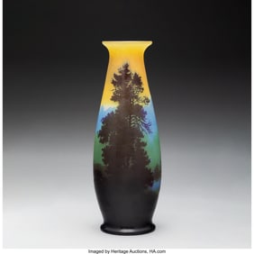 79079: Gallé Landscape Vase, circa 1900 Cameo glass 12