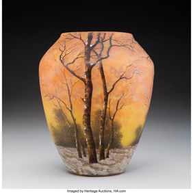 79084: Daum Frères Winter Landscape Vase, circa 1900 A