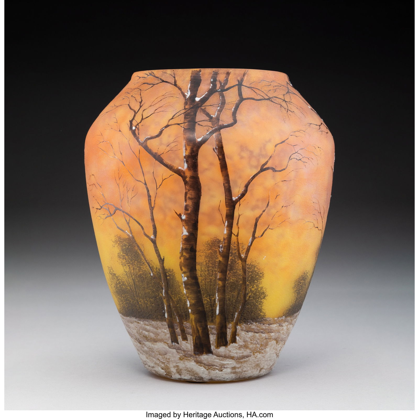 Daum Frères Winter Landscape Vase, circa 1900 A (1 of 5)