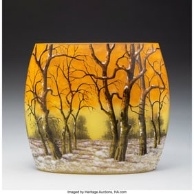 79085: Daum Frères Winter Landscape Vase, circa 1900 A