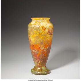 79086: Daum Frères Bleeding Hearts Vase, circa 1900 Ac