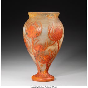 79087: Daum Frères Thistle Vase, circa 1900 Overlaid a