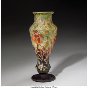 79088: Daum Frères Rosehips Vase, circa 1900 Overlaid