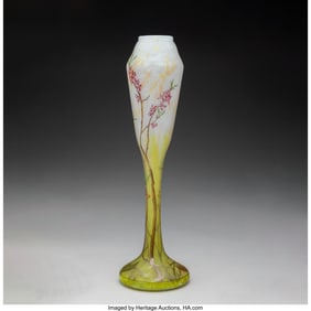 79090: Daum Frères Tall Floral Vase, circa 1910 Acid-e