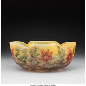 79092: Daum Frères Floral Pinched Bowl, circa 1900 Aci