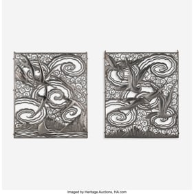 79094: Edgar Brandt Pair of Plaques, circa 1925 Silvere
