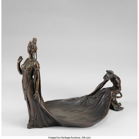 79096: Paul Moreau-Vauthier Figural Tray, 1899 Patinate