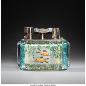 79114: Dunhill Aquarium Table Lighter, circa 1950 Chro