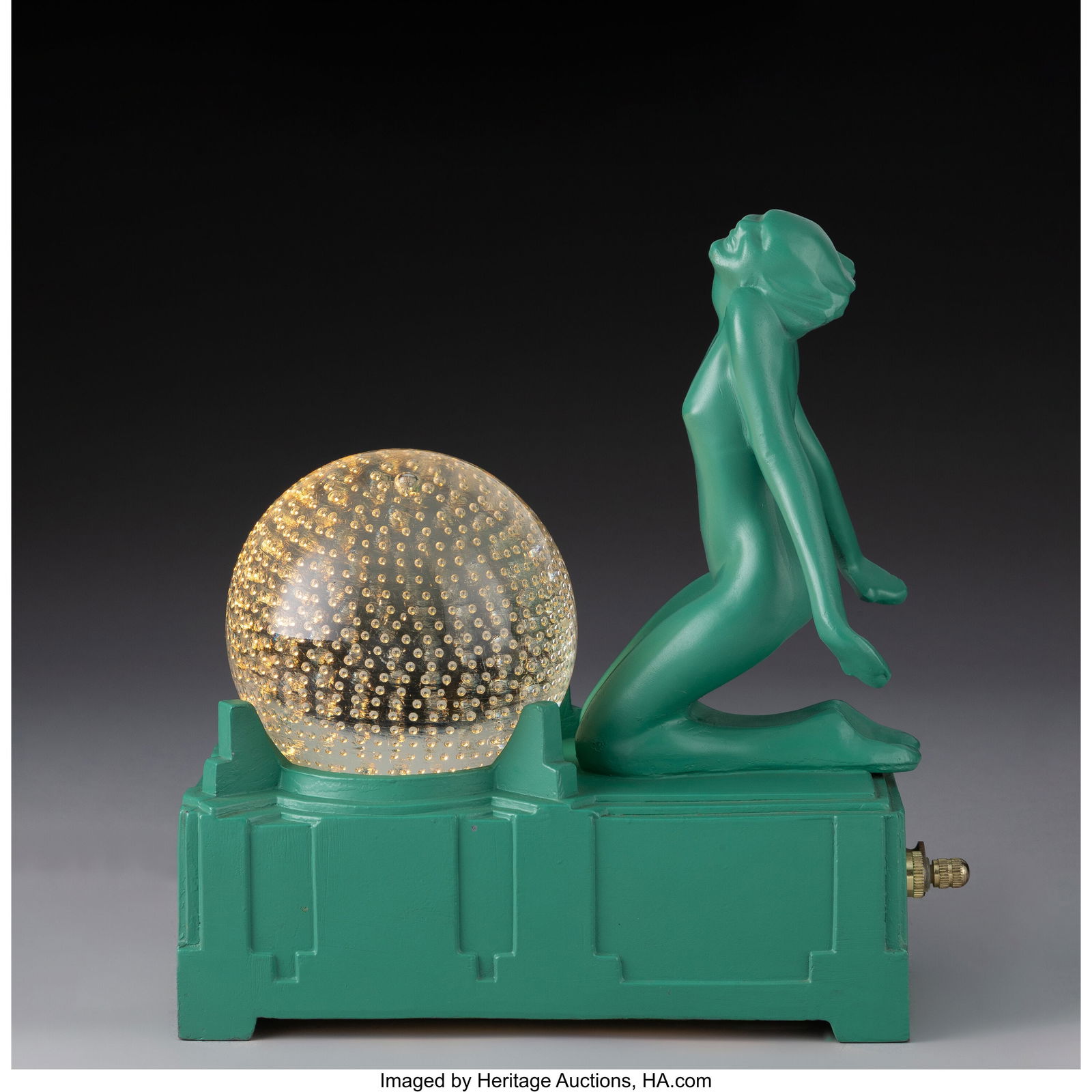 Frankart, Inc. Figural Table Lamp, Model L235, c: Frankart, Inc. Figural Table Lamp, Model L235, circa 1930 Enameled metal, glass 8-1/2 x 7-1/2 x 3-5/8 inches (21.6 x 19.1 x 9.2 cm) Marks: FRANKART INC., PAT. APPLD. FOR. Property from the Collection