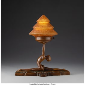 79130: Nuart Figural Table Lamp, circa 1930 Enameled me