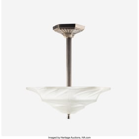 79146: Degué Art Deco Chandelier, circa 1930 Frosted g