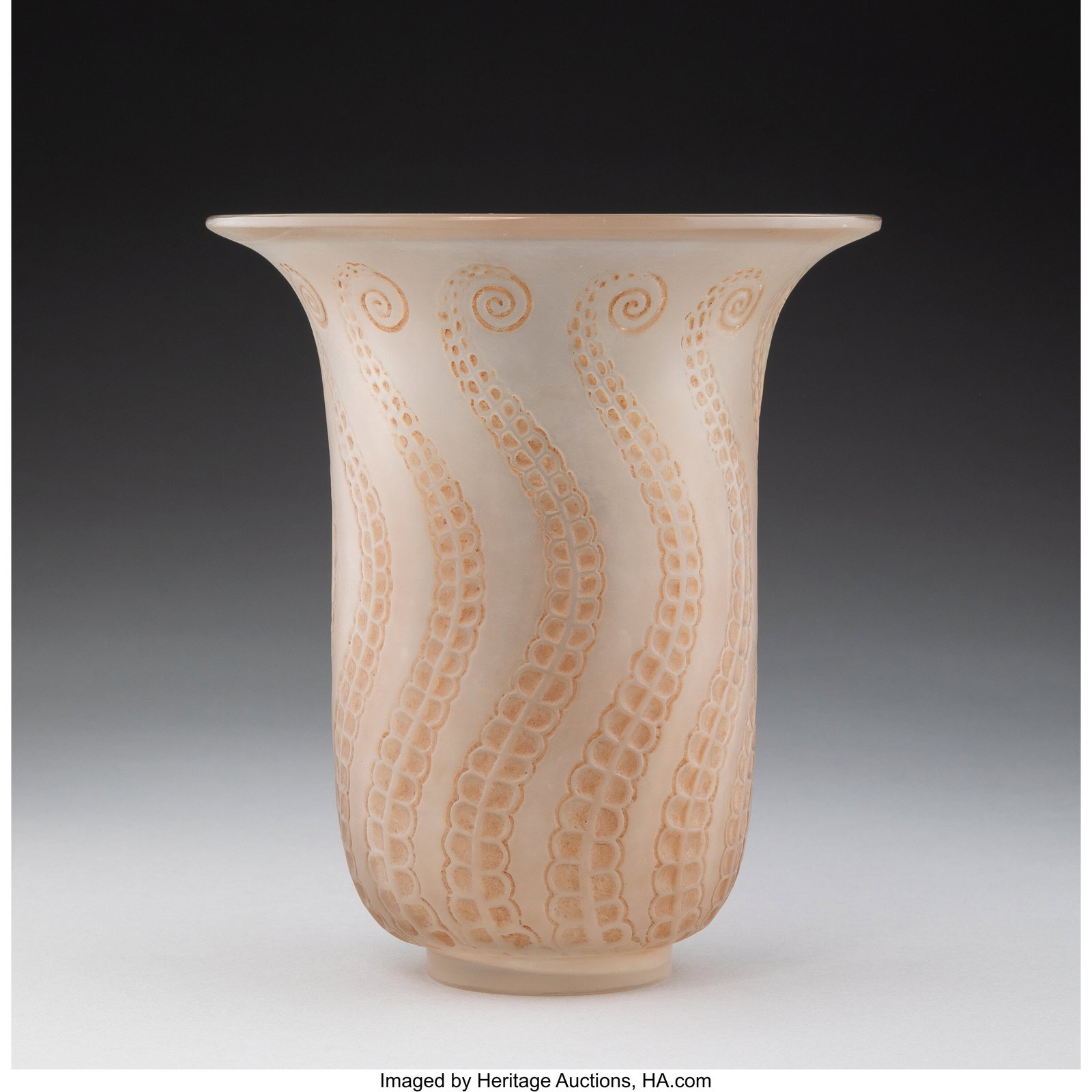 René Lalique Méduse Vase, circa 1921 Clear and: René Lalique Méduse Vase, circa 1921 Clear and frosted glass with sepia patina 6-7/8 inches (17.5 cm), M.p. 428, no. 950&perio