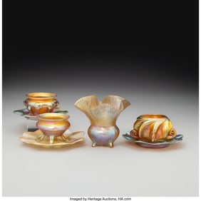 79199: American Vase and Three Open Salt Cellars with