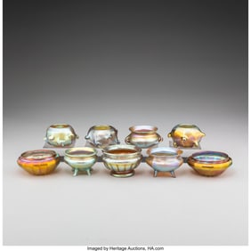 79200: American Nine Open Salt Cellars, early 20th cent