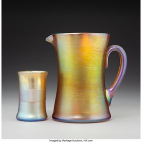 79201: Tiffany Studios Juice Cup with Pitcher, circa 19