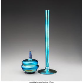 79206: American Two Table Articles, circle 1910 Iridesc