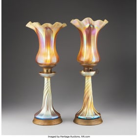 79207: American Pair of Table Lamps, early 20th century