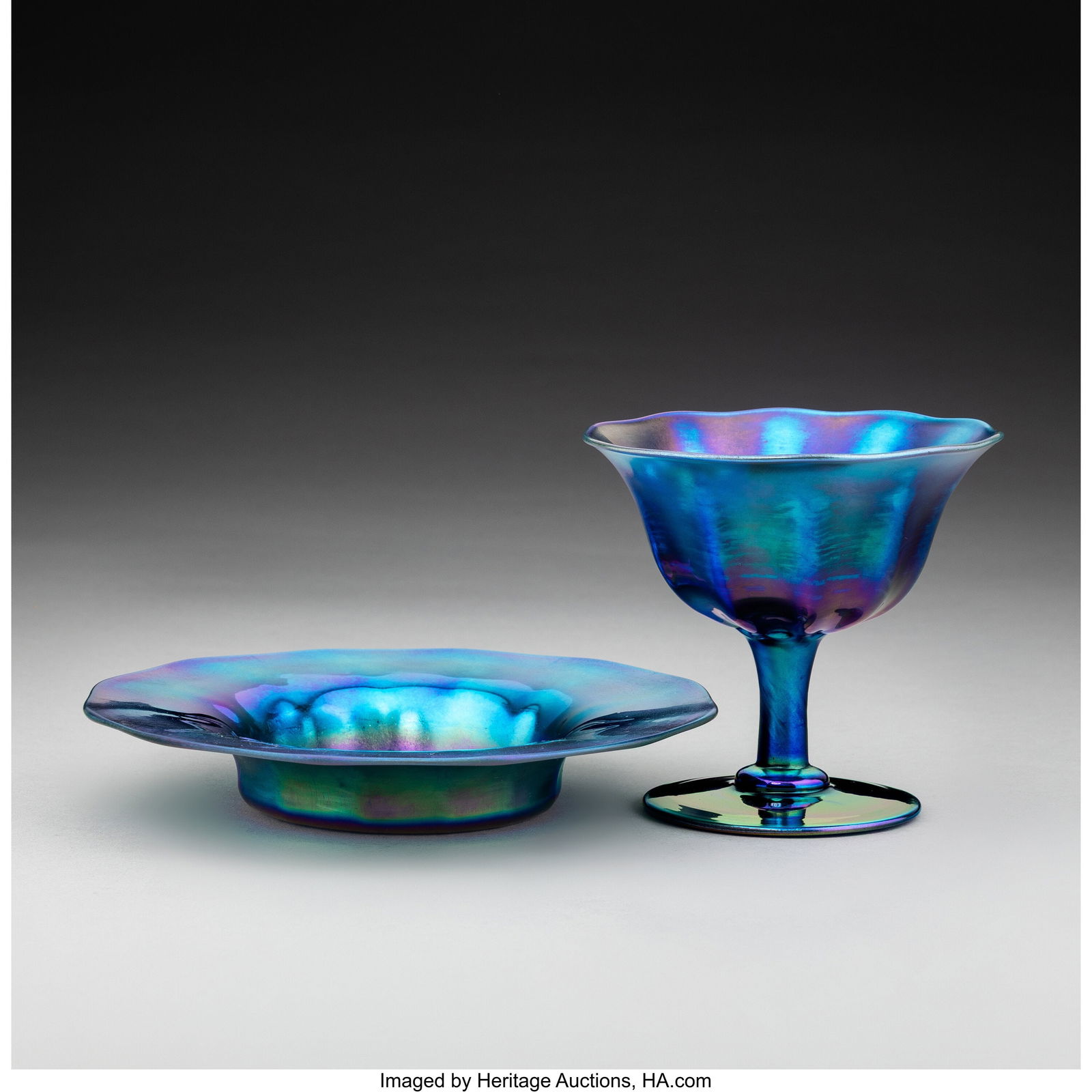 Steuben Glass Works Compote with Underplate, cir (1 of 3)