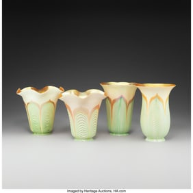 79214: Steuben Glass Works Four Pulled Feather Shades,