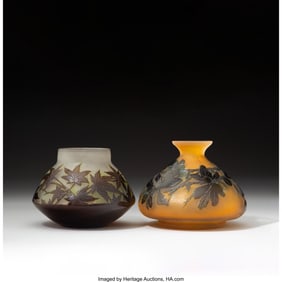 79228: Gallé Two Cabinet Vases, circa 1900 Cameo glass