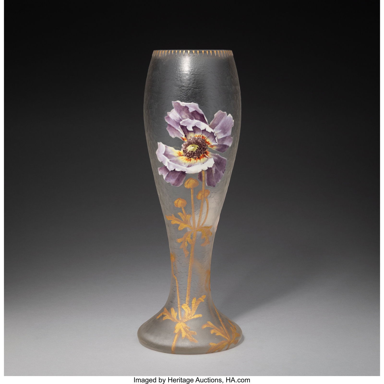 Mont Joye Poppy Vase, circa 1900 Acid-etched and (1 of 3)