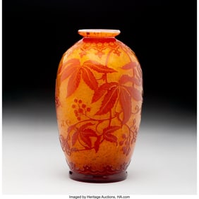 79233: St. Louis Leaves and Berries Vase, circa 1900 Ca