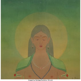79241: Georges Barbier Meditating Figure Watercolor on