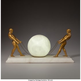 79248: Art Deco Figural Table Lamp, circa 1930 Marble,